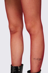 Dangerfield NZ - Red Micro Fishnet Tights - red