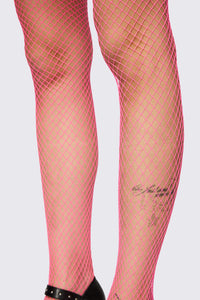 Dangerfield NZ - Hot Pink Fishnet Tights - hot-pink