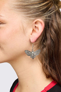 Dangerfield NZ - Skull Moth Earrings - silver