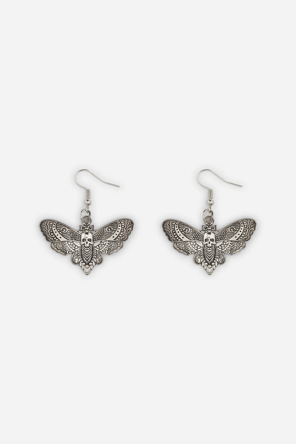 Dangerfield NZ - Skull Moth Earrings - silver