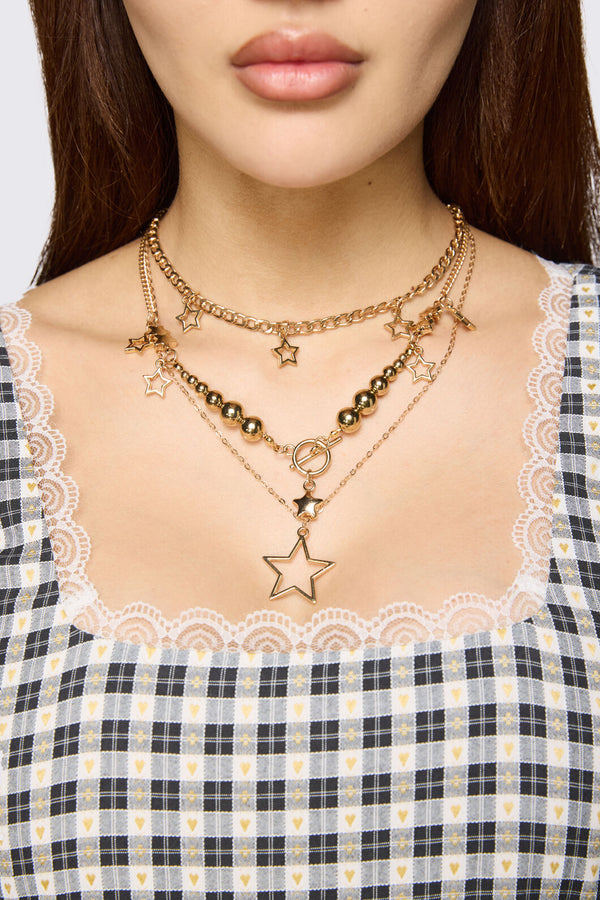 Dangerfield NZ - Gold Stars Layer Necklace - gold