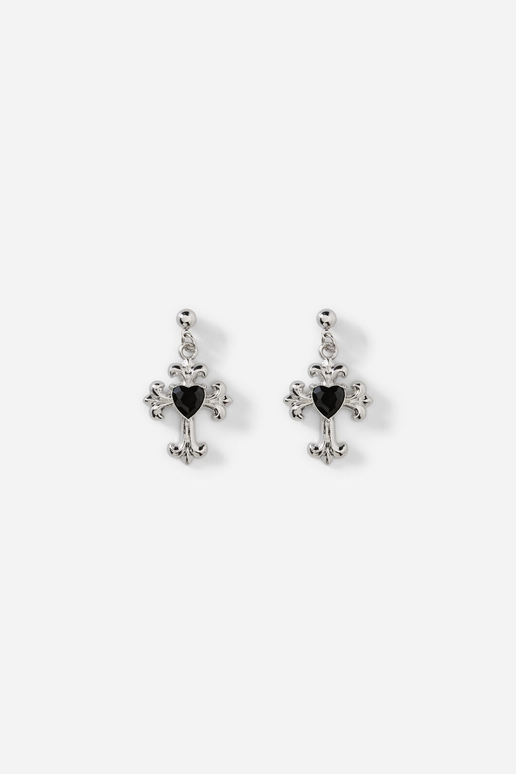 Dangerfield NZ - Cross Heart Earrings - silver