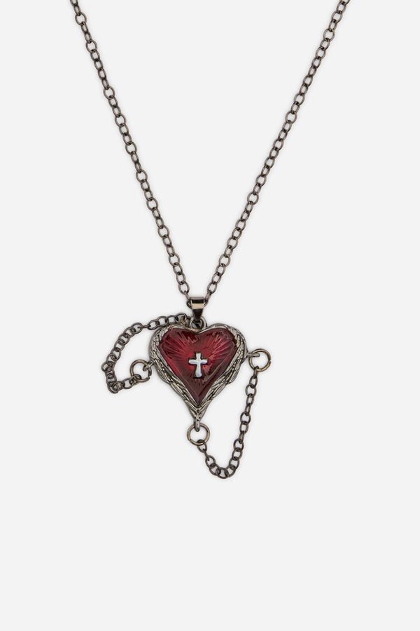 Dangerfield NZ - Heart Chain Goth Necklace - black-red