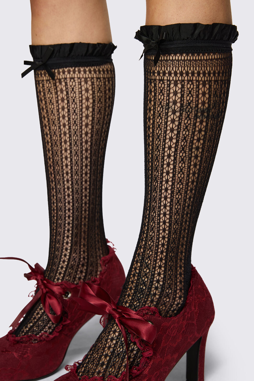 Dangerfield NZ - Black Lace Bow Long Sock - black