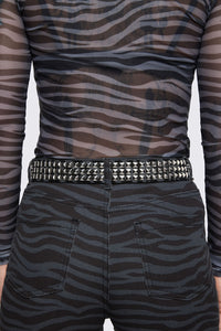 Dangerfield NZ - Untamed Stripe Stud Belt - black-grey