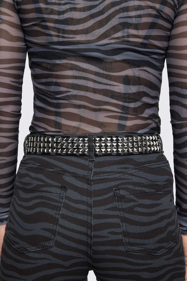 Dangerfield NZ - Untamed Stripe Stud Belt - black-grey