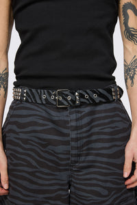 Dangerfield NZ - Untamed Stripe Stud Belt - black-grey