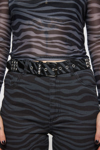 Dangerfield NZ - Untamed Stripe Stud Belt - black-grey