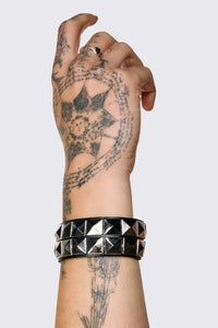 Dangerfield NZ - Double Pyramid Stud PU Cuff - black-silver