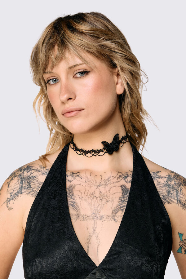 Dangerfield NZ - Gothic Moth Choker - black