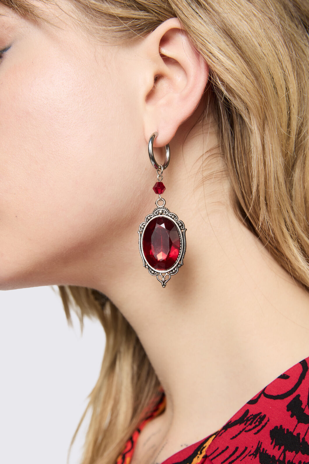 Dangerfield NZ - Red Stone Earrings - silver