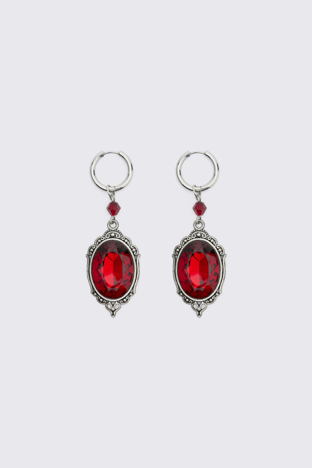 Dangerfield NZ - Red Stone Earrings - silver
