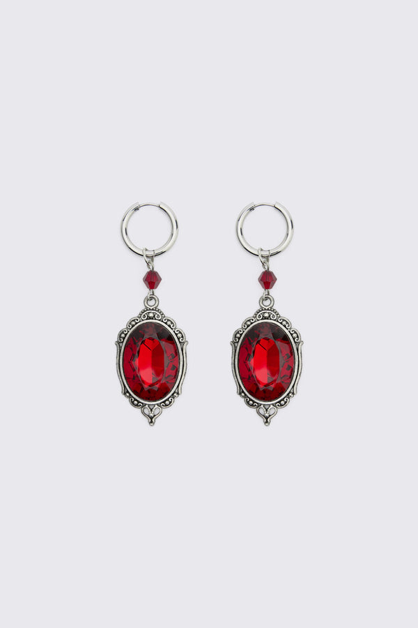Dangerfield NZ - Red Stone Earrings - silver