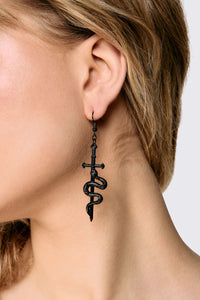 Dangerfield NZ - Snake Sword Earrings - black