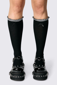 Dangerfield NZ - Long Frill Bow Socks - black