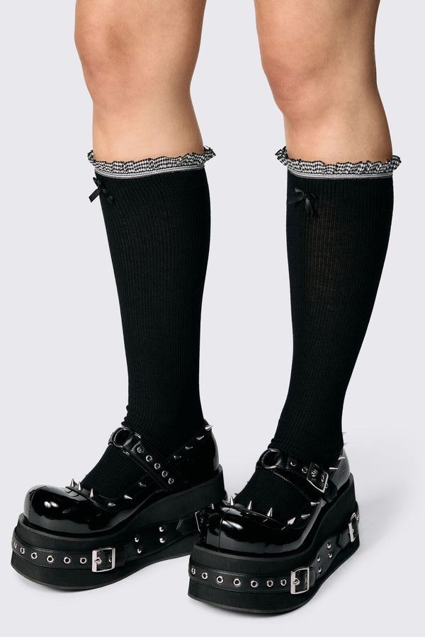 Dangerfield NZ - Long Frill Bow Socks - black