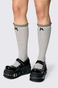 Dangerfield NZ - Long Frill Bow Socks - grey
