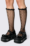 Dangerfield NZ - Long Lace & Satin Socks - black