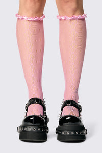 Dangerfield NZ - Long Lace & Satin Socks - pink