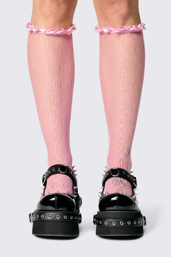 Dangerfield NZ - Long Lace & Satin Socks - pink