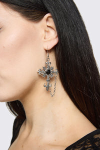 Dangerfield NZ - Gothic Cross Chain Earrings - silver