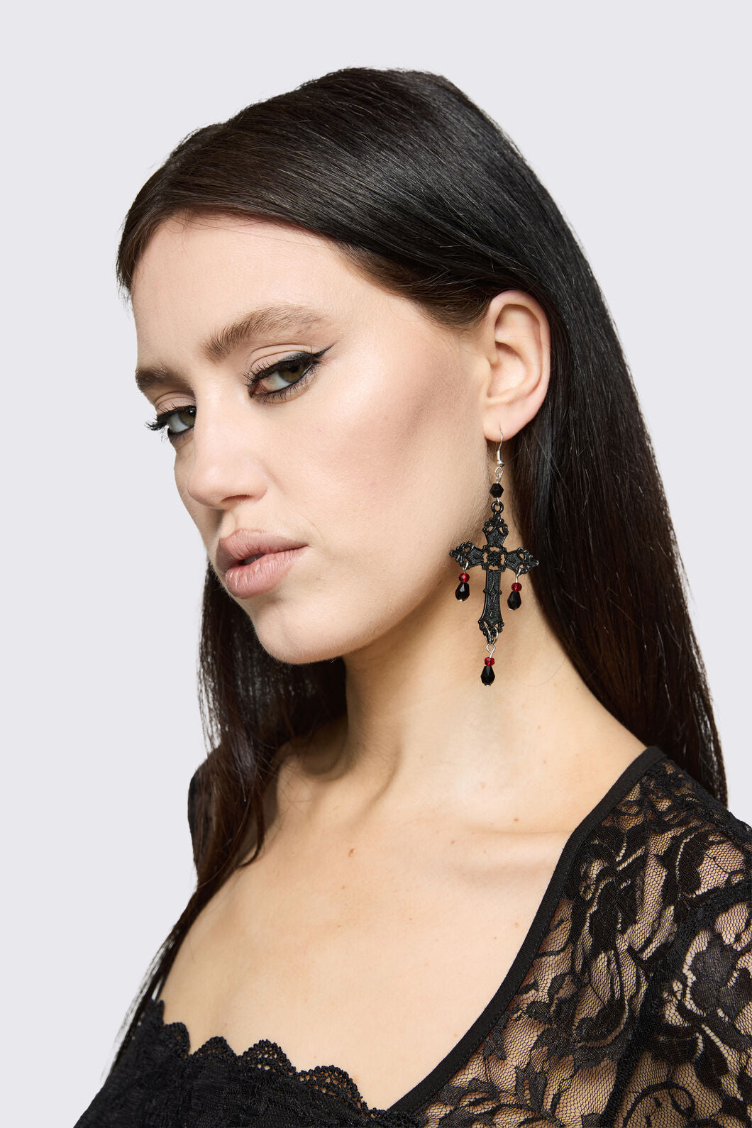 Dangerfield NZ - Black Cross Bead Earrings - black