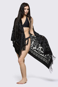 Dangerfield NZ - Black Velvet Burnout Scarf - black