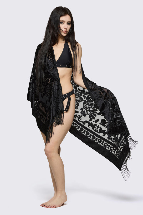 Dangerfield NZ - Black Velvet Burnout Scarf - black