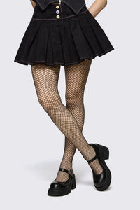 Dangerfield NZ - Silver Glitter Fishnet Tights - black