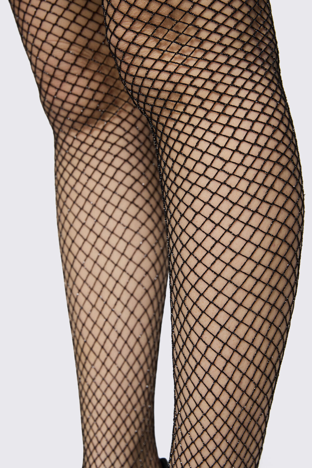 Dangerfield NZ - Silver Glitter Fishnet Tights - black