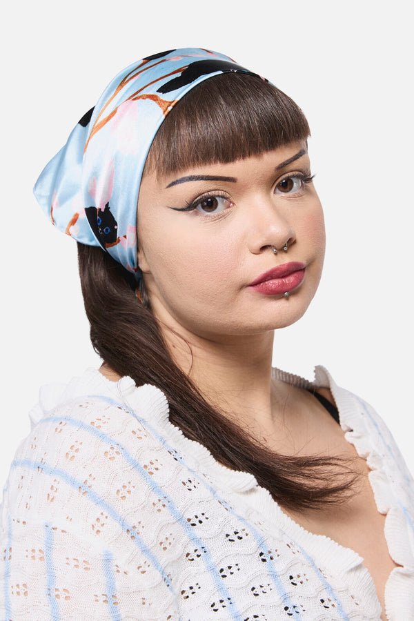 Dangerfield NZ - Pussy Willow Satin Scarf - blue