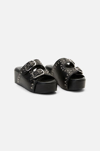 Dangerfield NZ - Stud Buckle Slide Sandals - black
