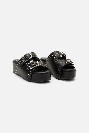 Dangerfield NZ - Stud Buckle Slide Sandals - black