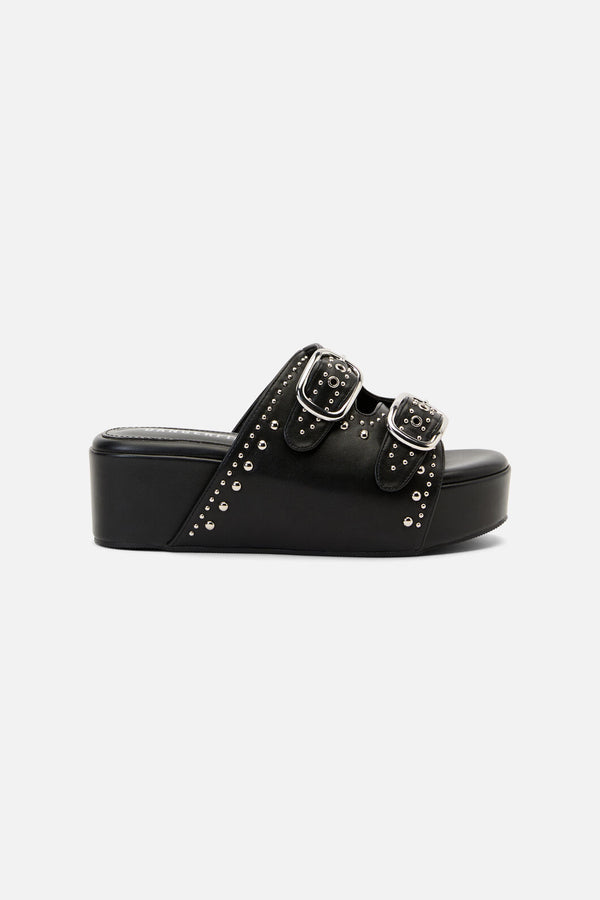 Dangerfield NZ - Stud Buckle Slide Sandals - black