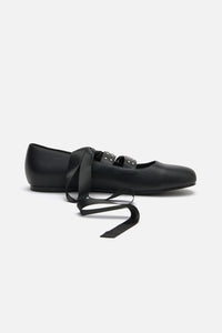 Dangerfield NZ - Removable Tie Stud Ballet Shoe - black
