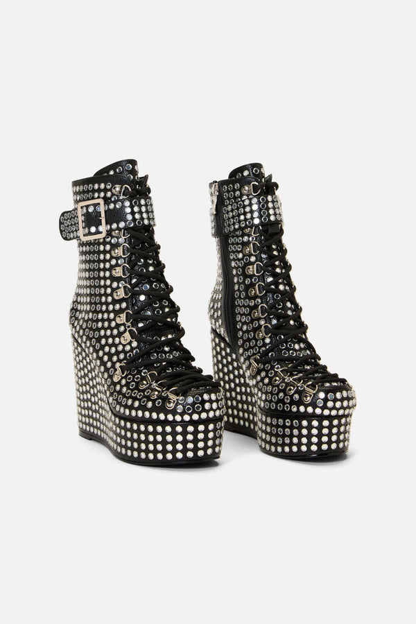 Dangerfield NZ - Mirror Stud Platform Heel - black-silver