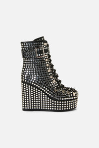 Dangerfield NZ - Mirror Stud Platform Heel - black-silver