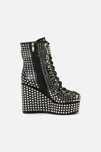 Dangerfield NZ - Mirror Stud Platform Heel - black-silver