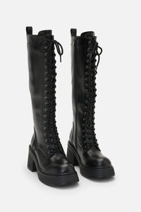 Dangerfield NZ - Knee High Lace Up Boot - black