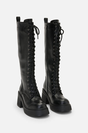Dangerfield NZ - Knee High Lace Up Boot - black