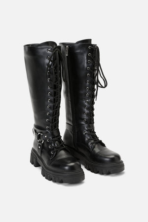 Dangerfield NZ - Biker Detail Knee High Boot - black