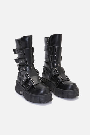 Dangerfield NZ - Strap & Stud Moto Boot - black
