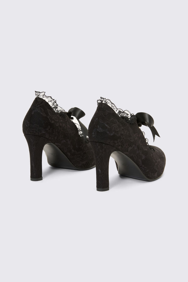 Dangerfield NZ - Black Lace On Lace Heel - black