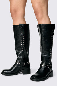 Dangerfield NZ - Stud Biker Knee Boot - black
