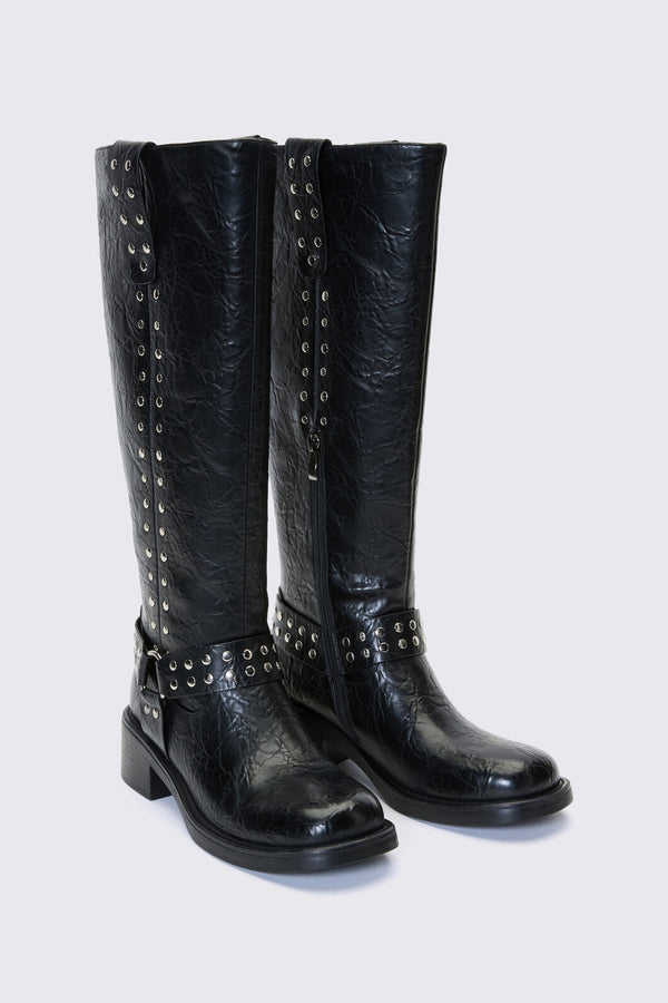 Dangerfield NZ - Stud Biker Knee Boot - black