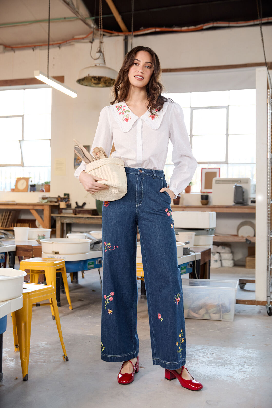 Princess Highway - Folk Art Embroidered Blouse - white