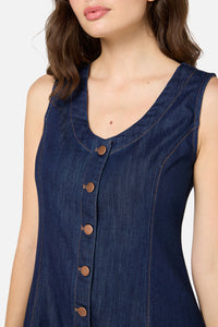 Princess Highway - Alyssa Embroidered Denim Dress - dark-denim