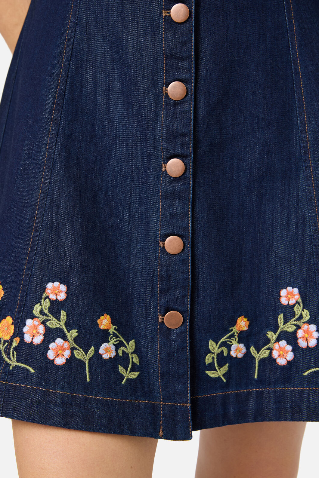 Princess Highway - Alyssa Embroidered Denim Dress - dark-denim