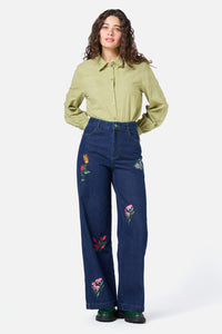 Princess Highway - Garden Party Emb Jean - blue-denim