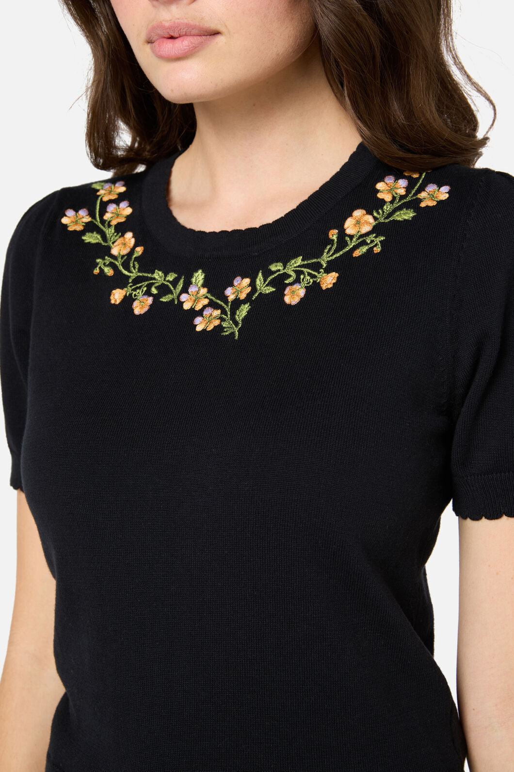Princess Highway - Alyssa Embroidered Knit Top - black
